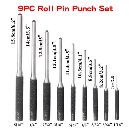 9-in-1 Heavy Duty Roll Pin Punch Set Round Punch Removal Tools, Spec: Canvas Packaging by bashfashion