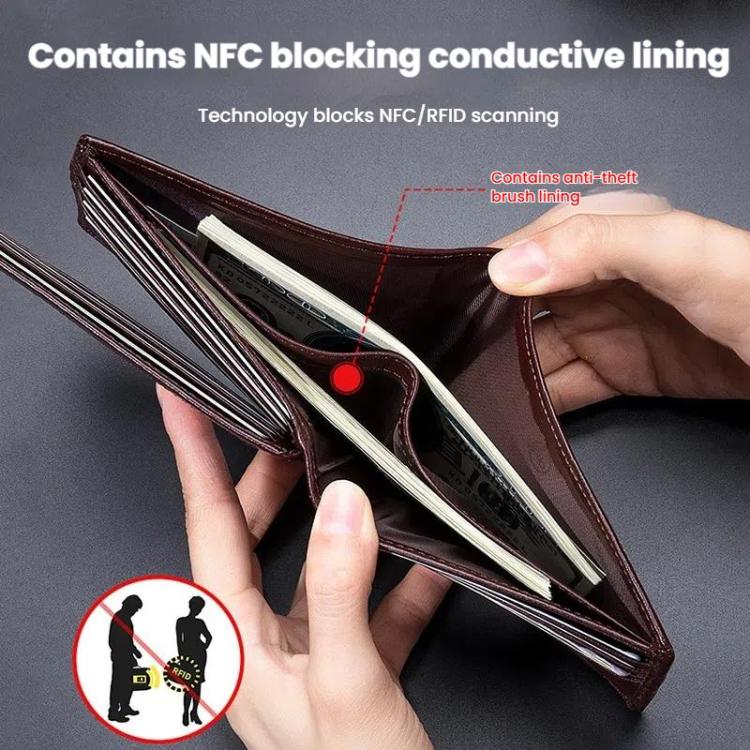 BULL CAPTAIN 0203 RFID Anti-theft Top-layer Cowhide Multiple Card Slots Wallet(Coffee Vertical) by BULL CAPTAIN