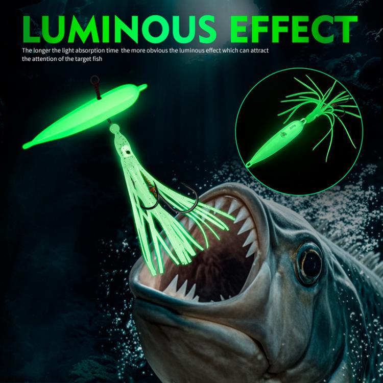 80G PROBEROS LF159 Luminous Bearded Squid Hook Slow Cranking Road Runner Iron Plate Bionic False Bait(D) by PROBEROS