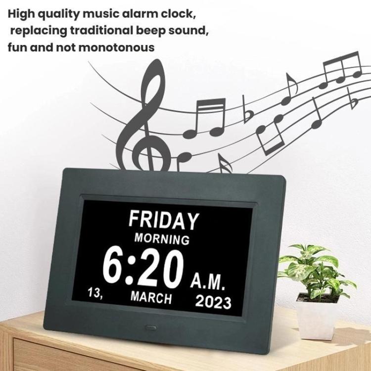 7-inch Digital Frame Calendar Day Clock With 3 Medication Alerts, 5 Custom Alarms, Multi-Language Support US Plug White by bashfashion