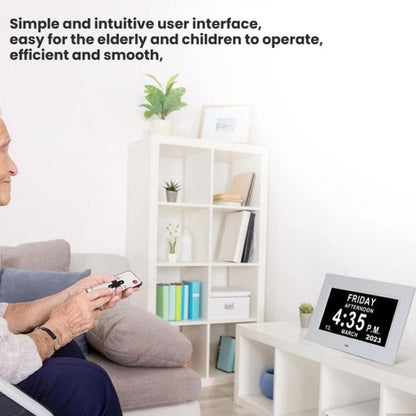 7-inch Digital Frame Calendar Day Clock With 3 Medication Alerts, 5 Custom Alarms, Multi-Language Support EU Plug Black by bashfashion